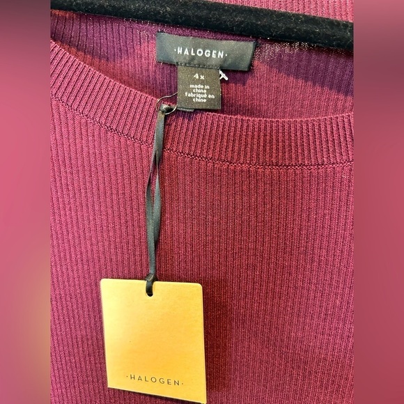 B11.01 NWT Halogen ribbed burgundy crew neck sweater 4X Plus - Picture 2 of 3